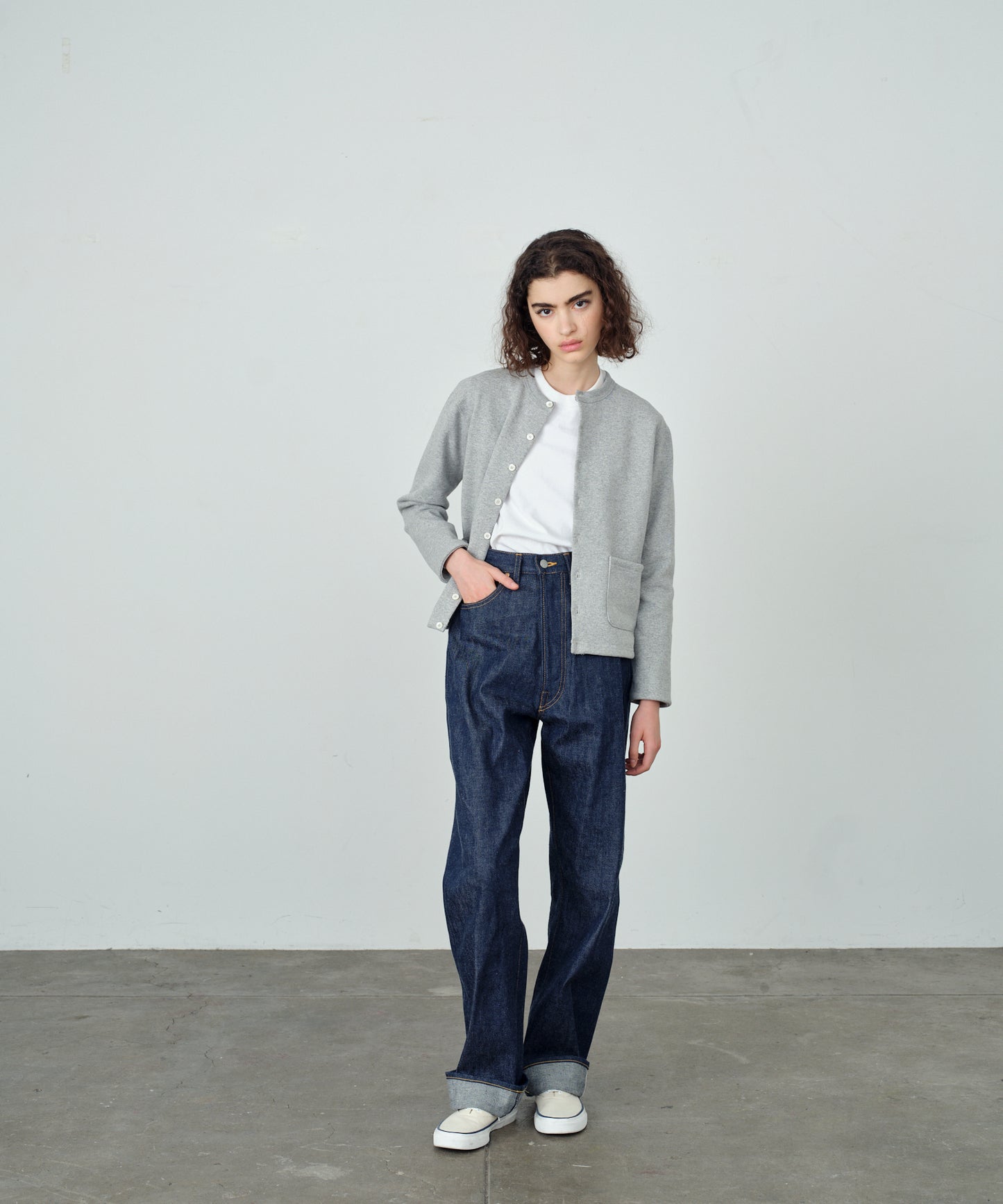 Sweat crew neck cardigan