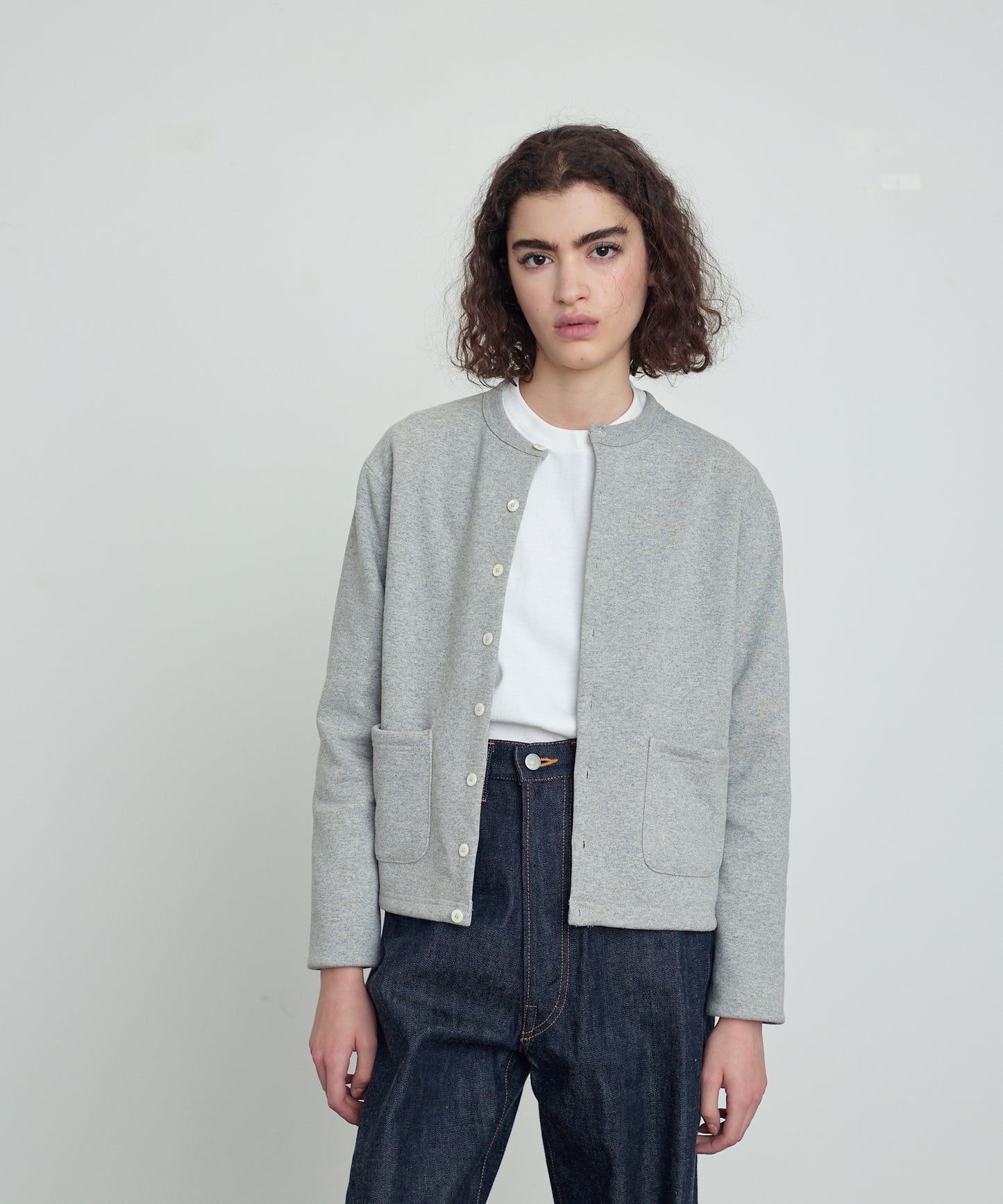 Sweat crew neck cardigan