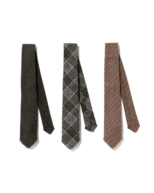 HAND FRINGED TIE COTTON TWEED