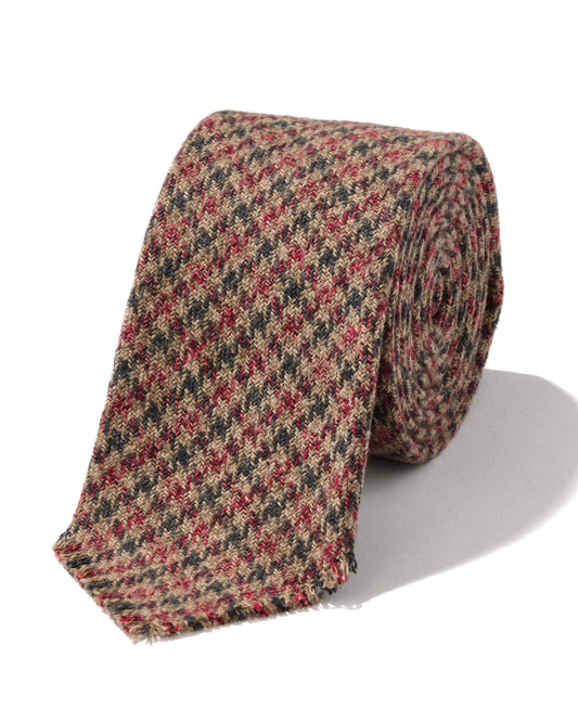 HAND FRINGED TIE COTTON TWEED